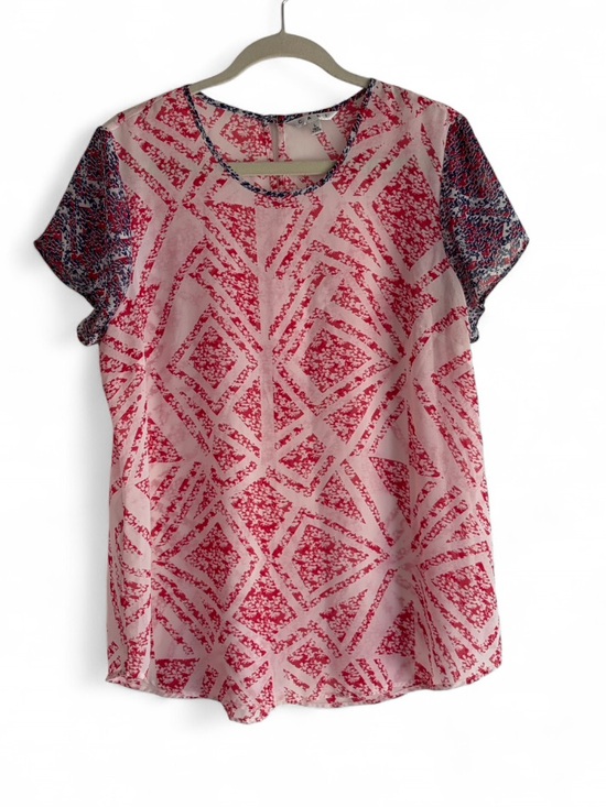 CAbi Tops - CAbi #732 Coquette Red White and Blue Semi Sheer Short Sleeve Blouse Size L